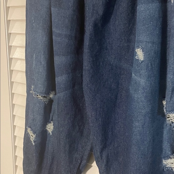 Monthorigin High Rise Drop Crotch Distressed Denim Jeans - Picture 4 of 16